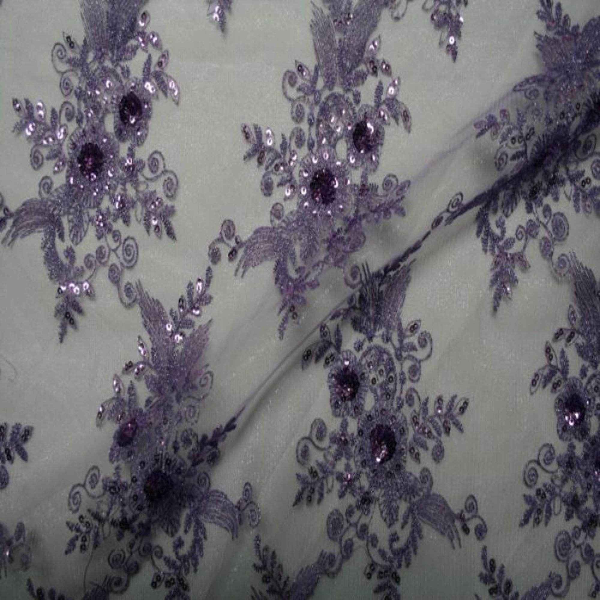 Blossom Glitter Sequin Embroidered Mesh Fabric. Lace Netting Material ideal for Sewing, Dresses, Gowns, Skirts, Veils