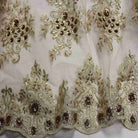 Champagne Bristol Glitter Sequin Embroidered Lace Fabric. 54 Inch in Width Fabric by the Yard - 54 Inch Wide