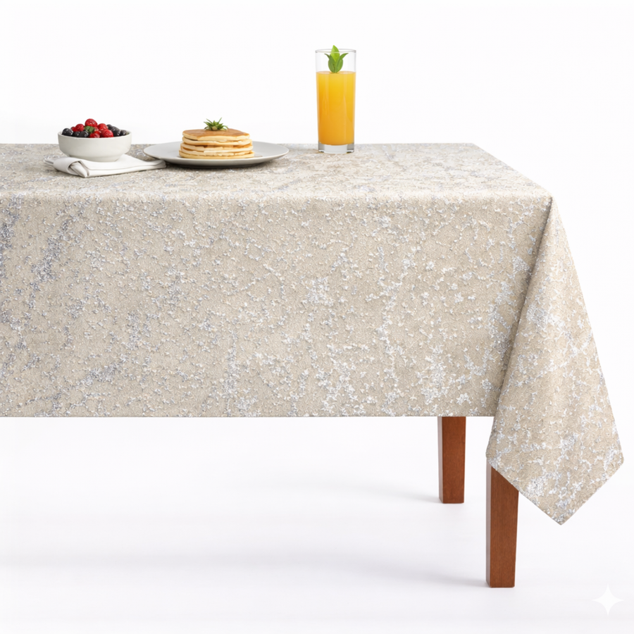 Beaconsfield Metallic Jacquard Tablecloth – Silver