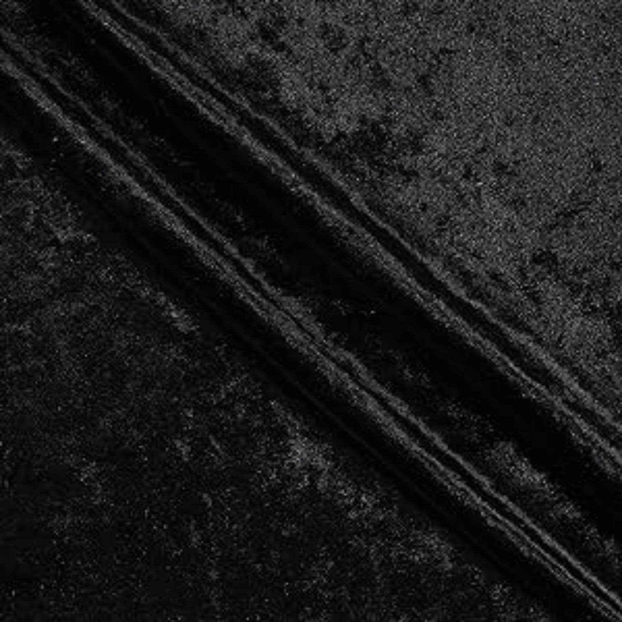 Black Shiny Crushed Velvet Fabric by the Yard - 72 Inch Wide