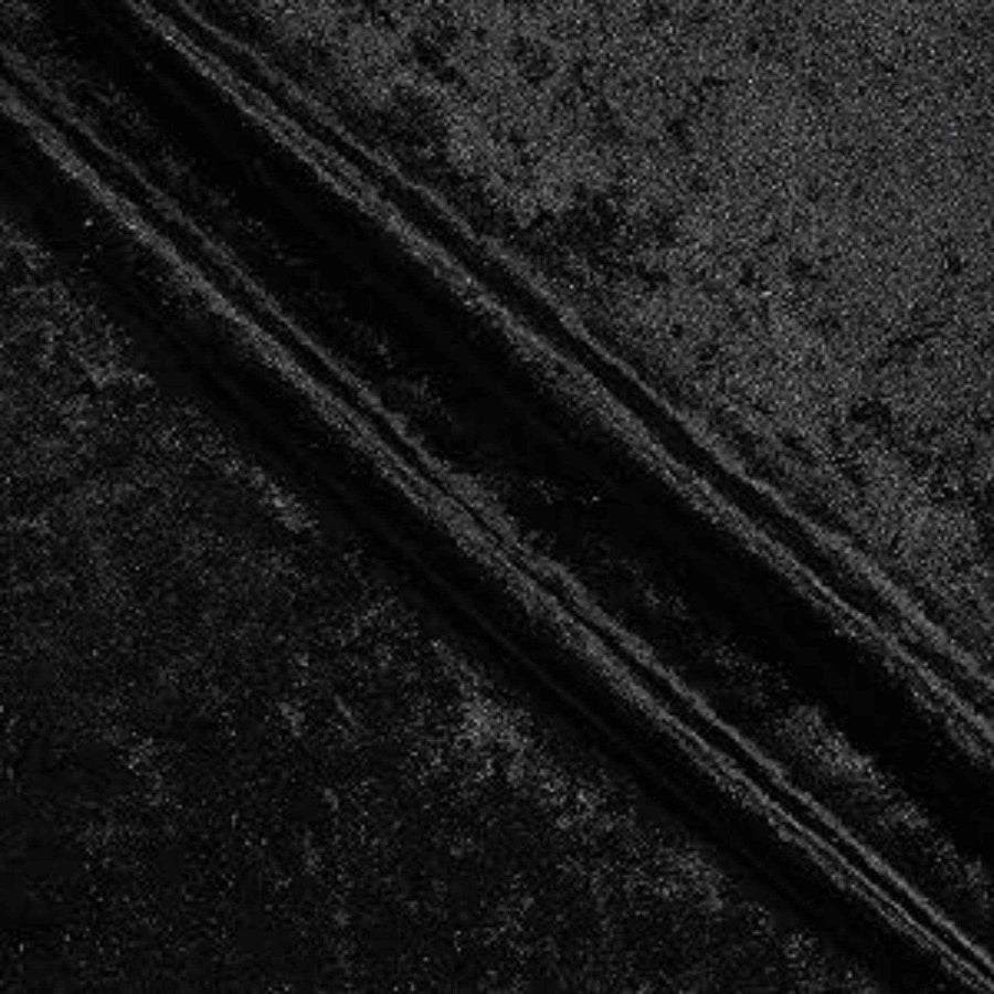 Black Shiny Crushed Velvet Fabric by the Yard - 72 Inch Wide