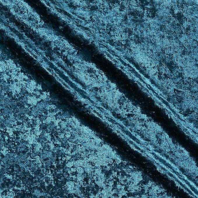 Blue Shiny Crushed Velvet Fabric by the Yard - 72 Inch Wide