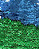 green-teal CARNIVAL Color Changing Sensory Wall Reversible Sequin Fabric by the Yard - 52 Inch Wide