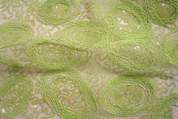 apple-green CHARMING Embroidered Sheer Fabric by the Yard - 54 Inch Wide