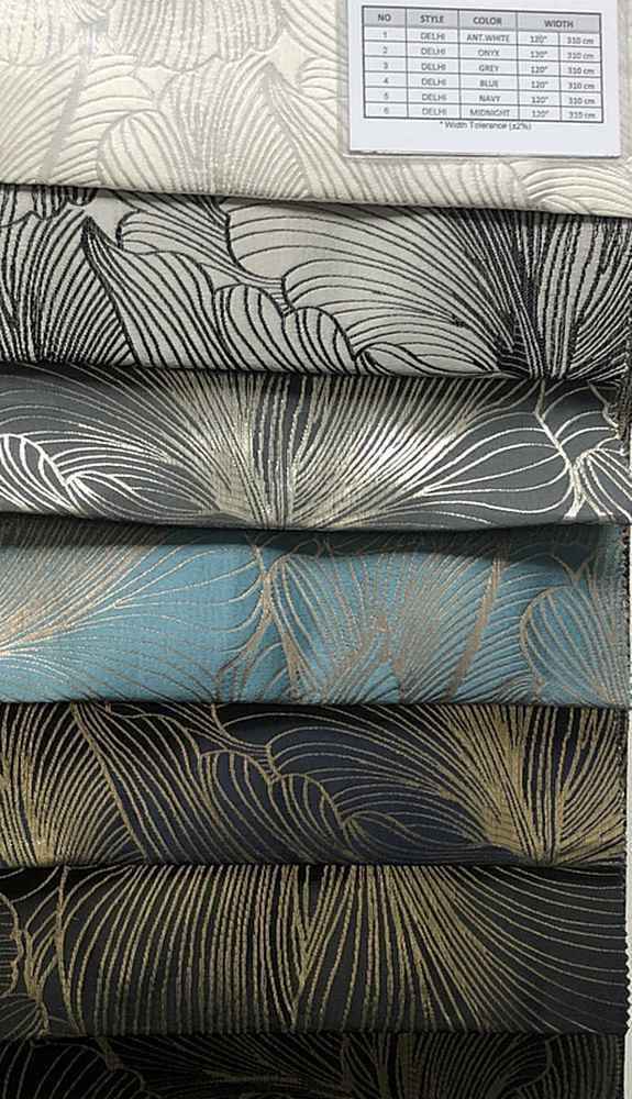 Midnight Delhi Metallic Flower Jacquard Fabric - 120 Inch. in Width Fabric by the Yard - 120 Inch Wide