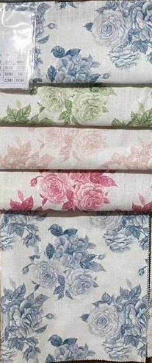 Wedgwood Derby Floral Digital Print Fabric - Linen Look - 115 Inch. in Width Fabric by the Yard - 115 Inch Wide