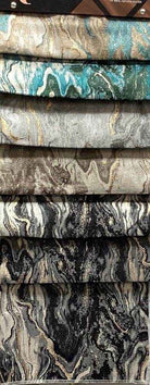 Turquoise MILANO Jacquard Print Metallic Marbleized Fabric by the Yard - 118 Inch Wide