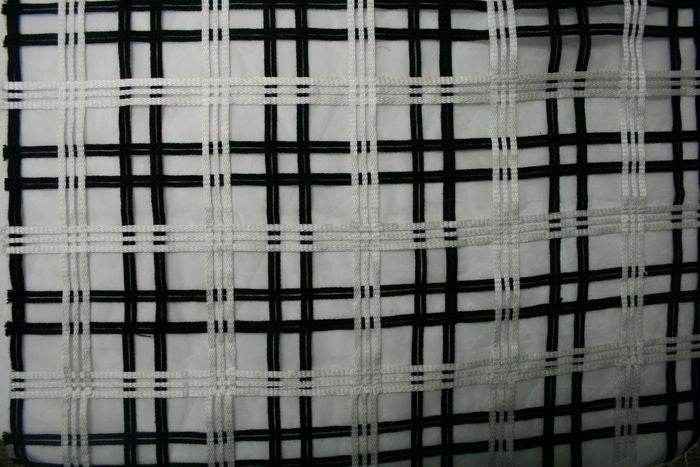 black COUNTRY COTTAGE Embroidered Fabric by the Yard - 54 Inch Wide
