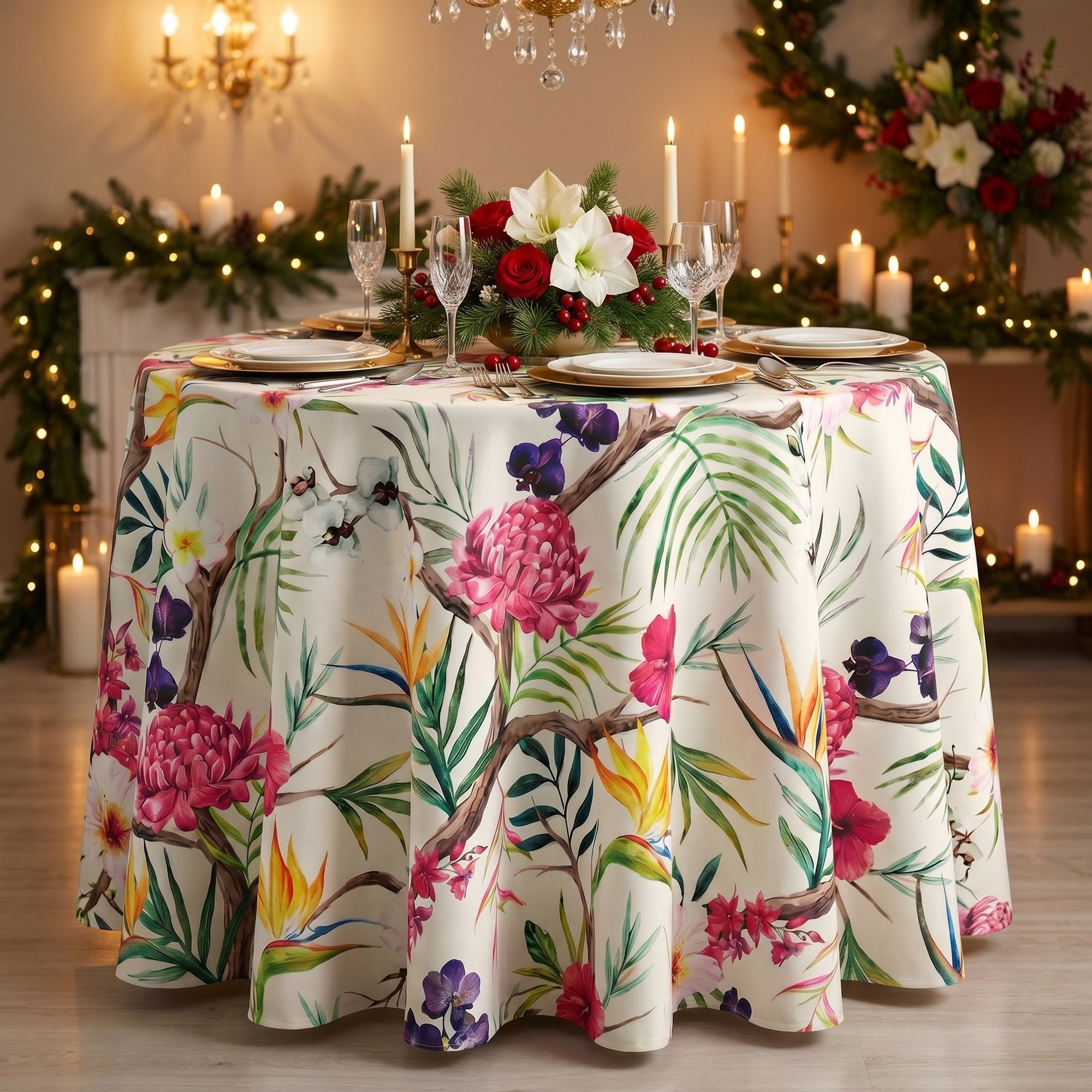 Carnation Red Tablecloth — styled table
