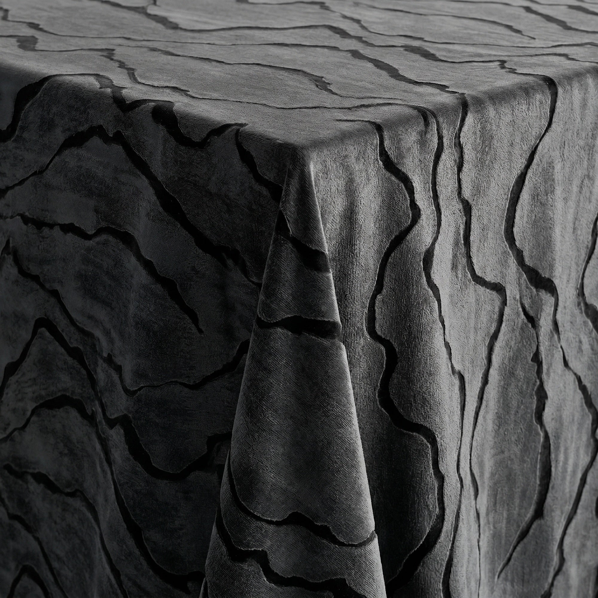 Celeste Black Tablecloth — fabric detail