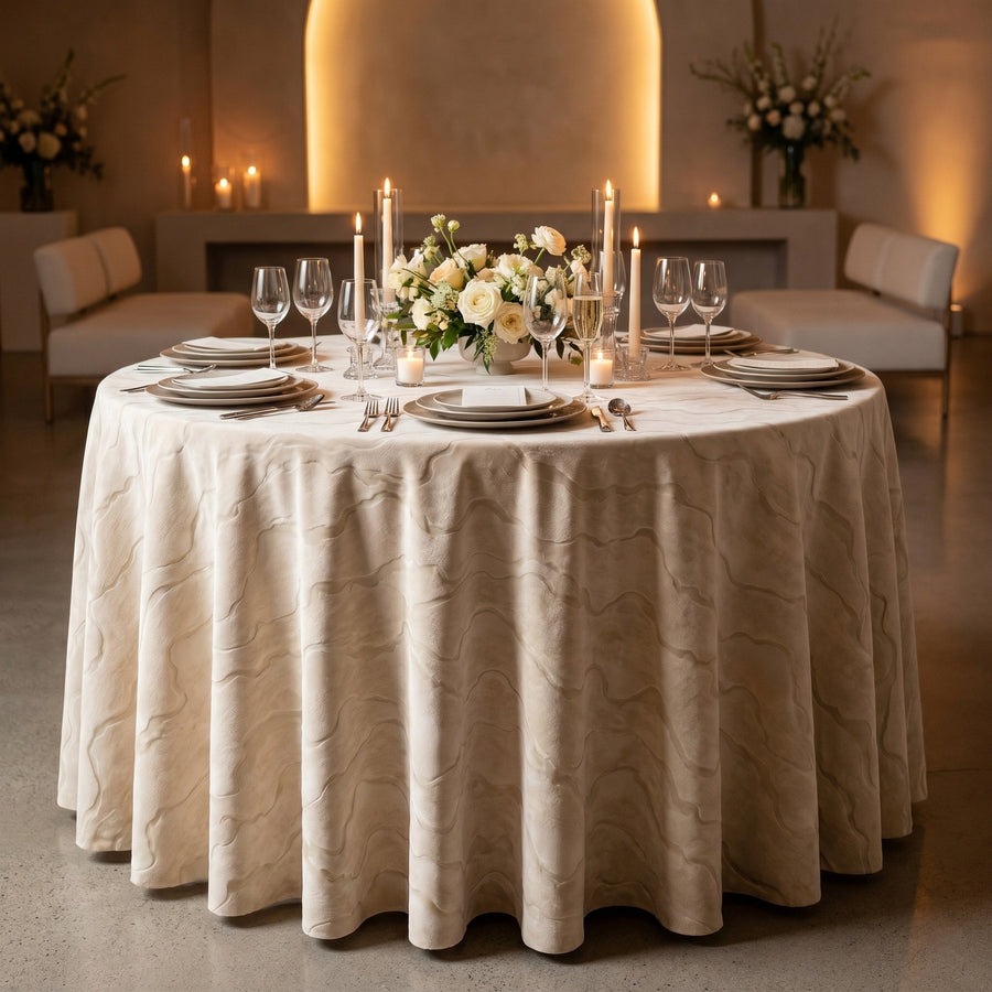 Celeste Ecru Tablecloth — styled table