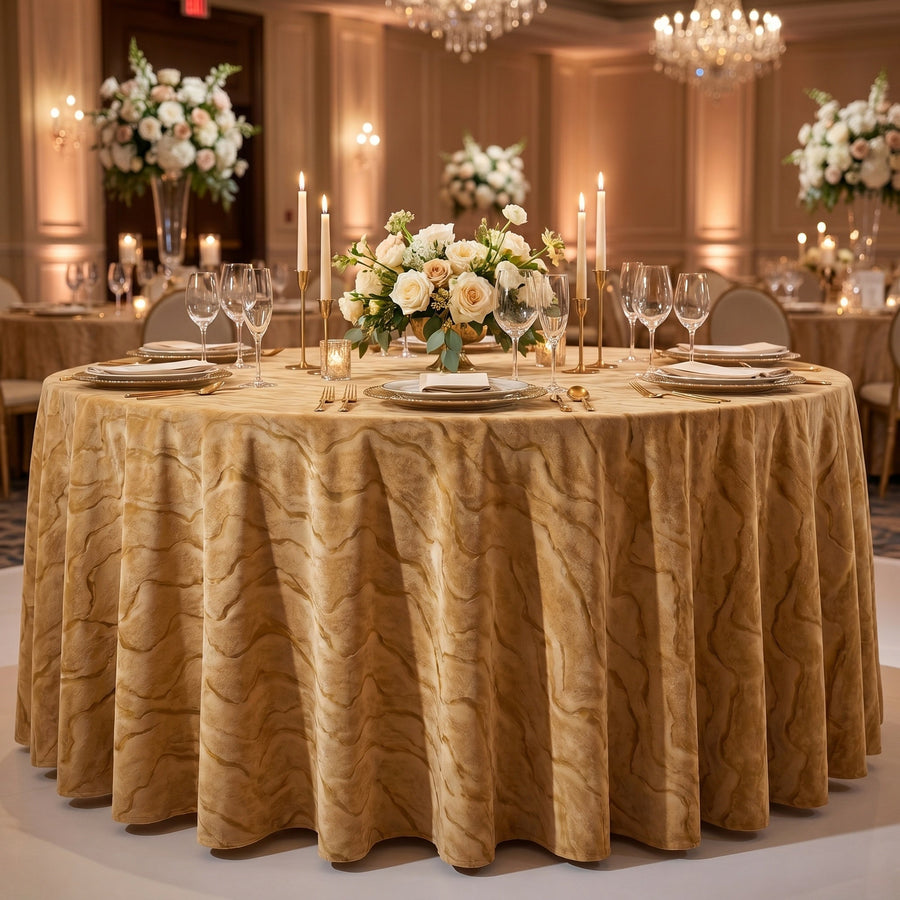 Celeste Gold Tablecloth — styled table