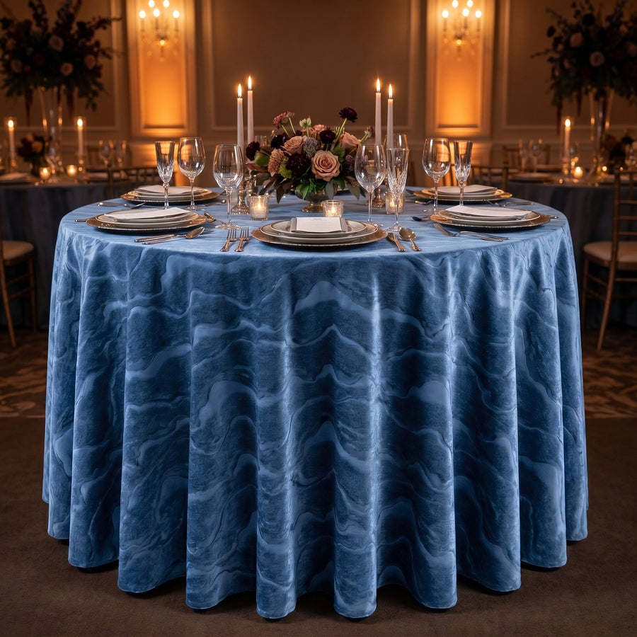 Celeste Navy Tablecloth — styled table