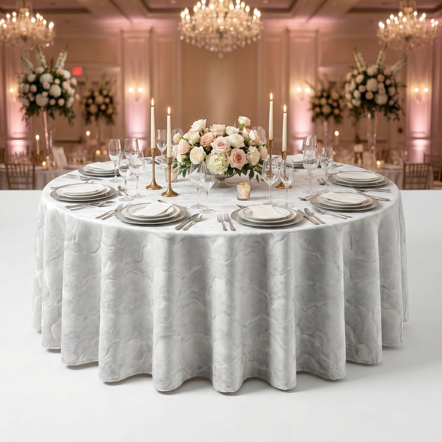 Celeste Silver Tablecloth — styled table