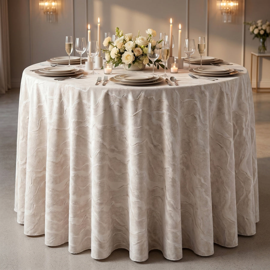 Celeste Taupe Tablecloth — styled table