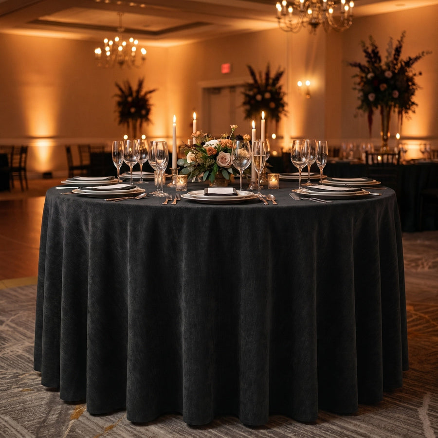 Chenille Black Tablecloth — styled table