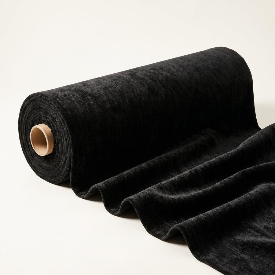 Chenille Black Fabric — fabric roll