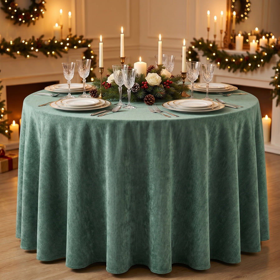 Chenille Forest Tablecloth — styled table