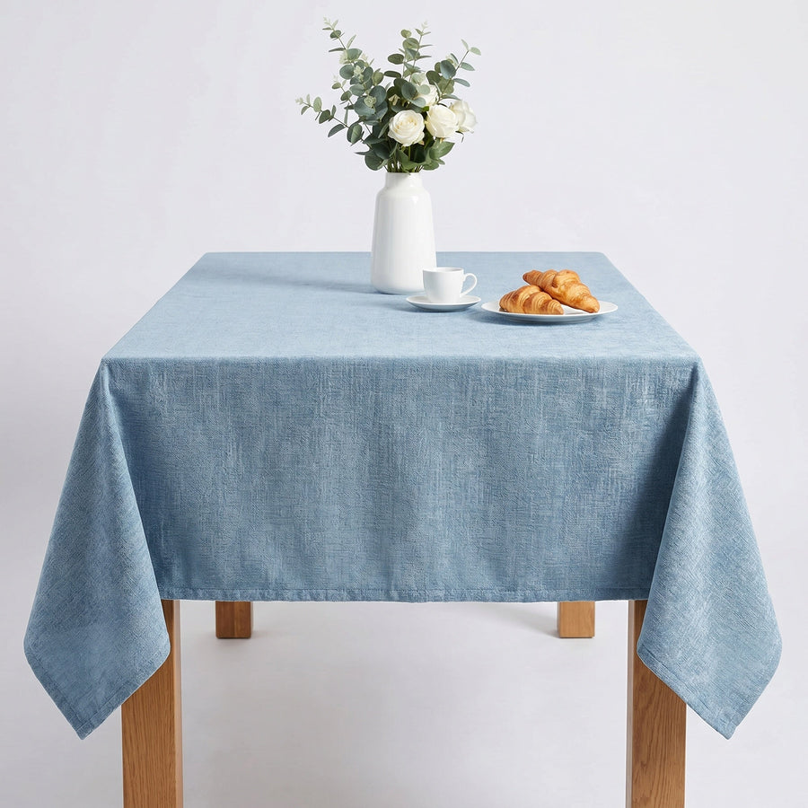 Chenille Ice Blue Tablecloth