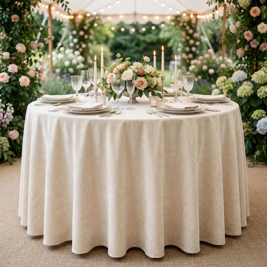 Chenille Ivory Tablecloth — styled table
