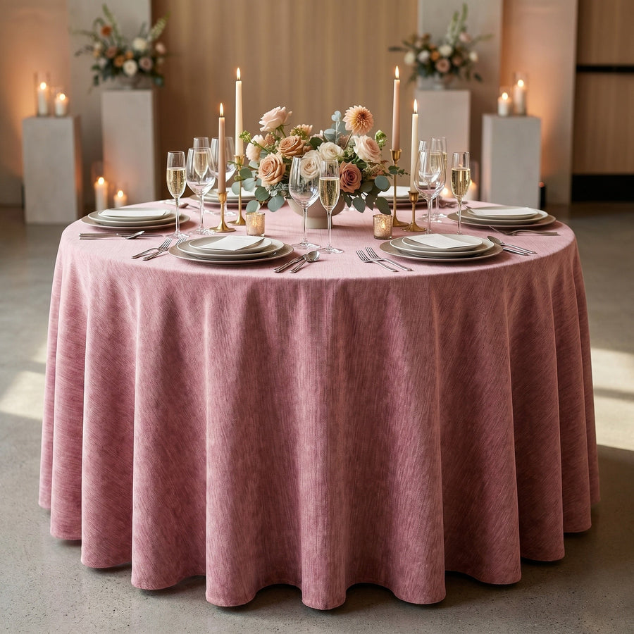 Chenille Mauve Tablecloth — styled table