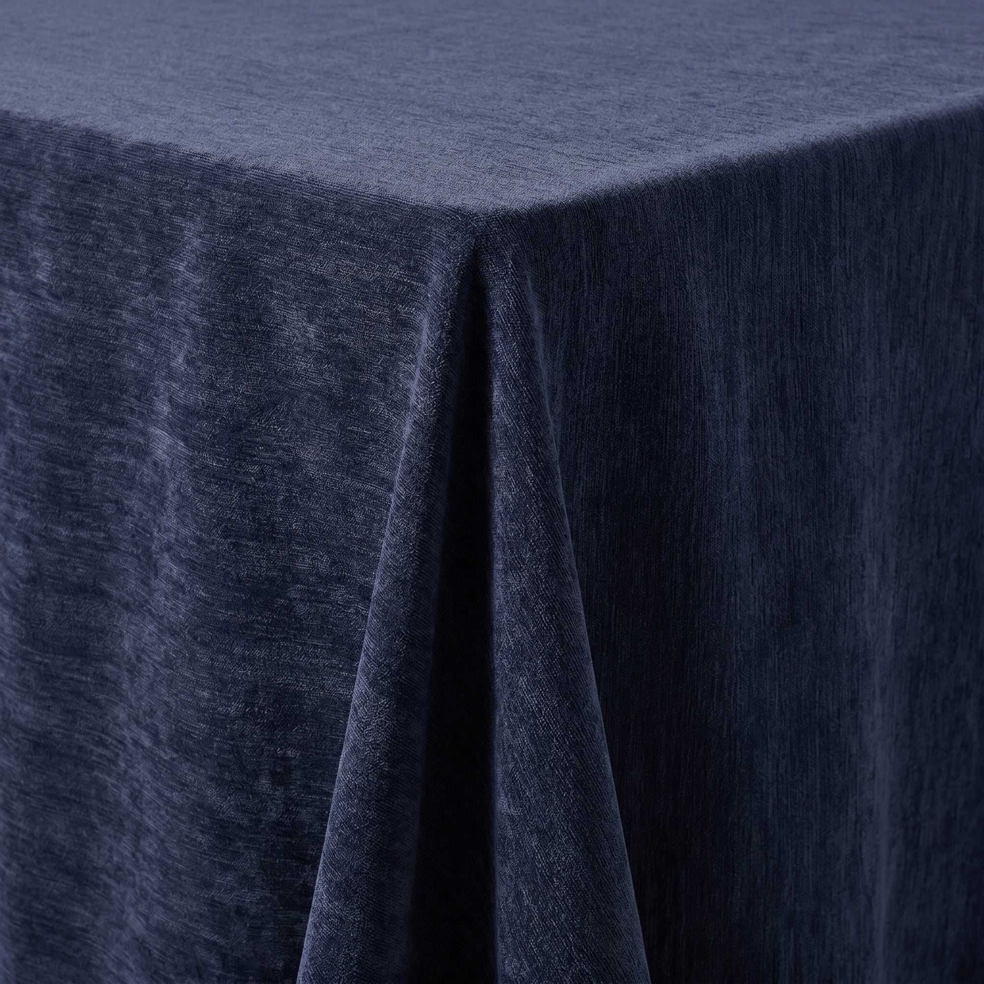 Chenille Navy Tablecloth — fabric detail