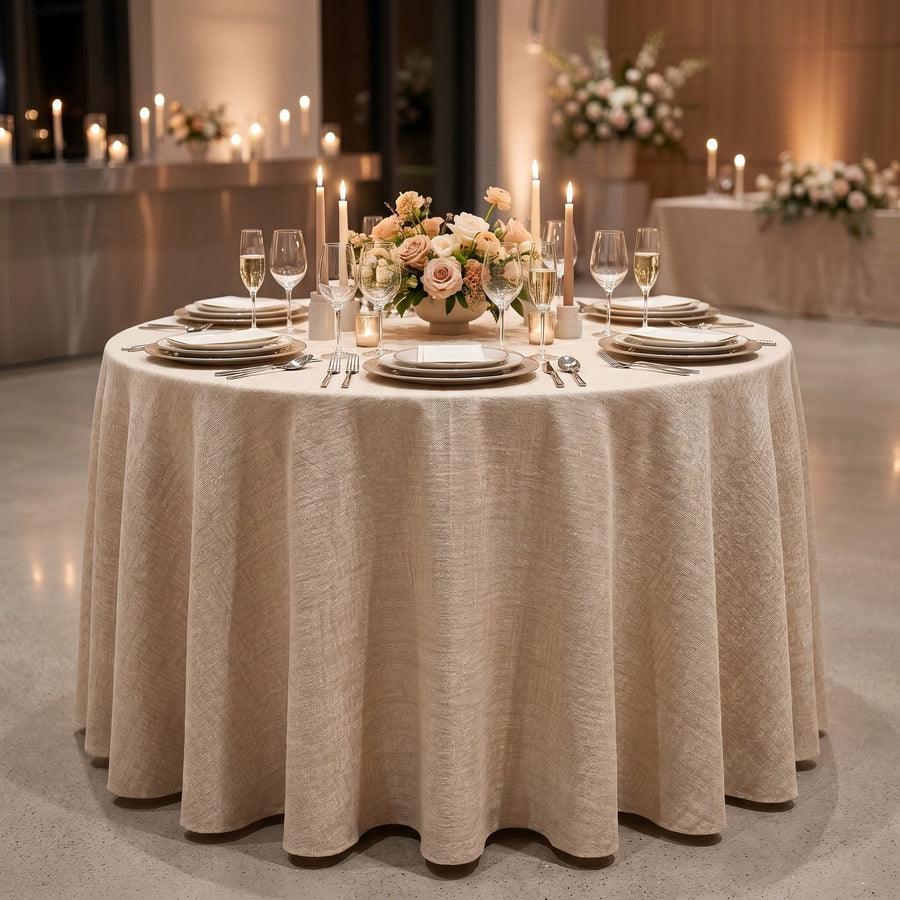 Chrisma Beige Tablecloth — styled table