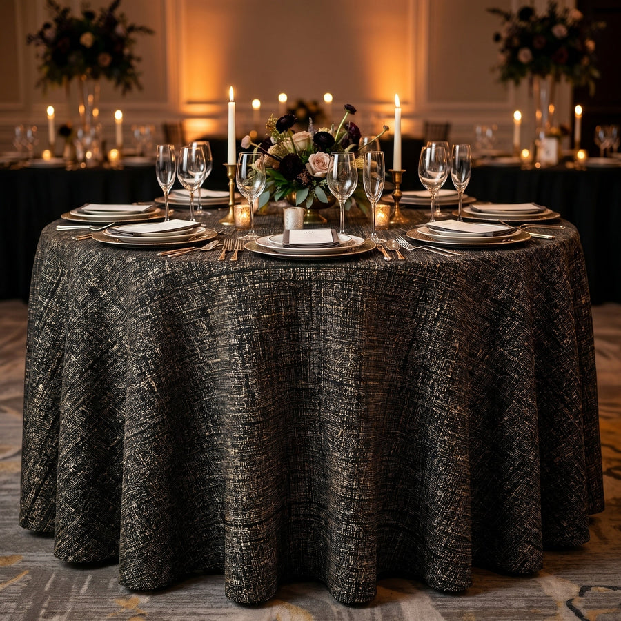 Chrisma Onyx Tablecloth — styled table