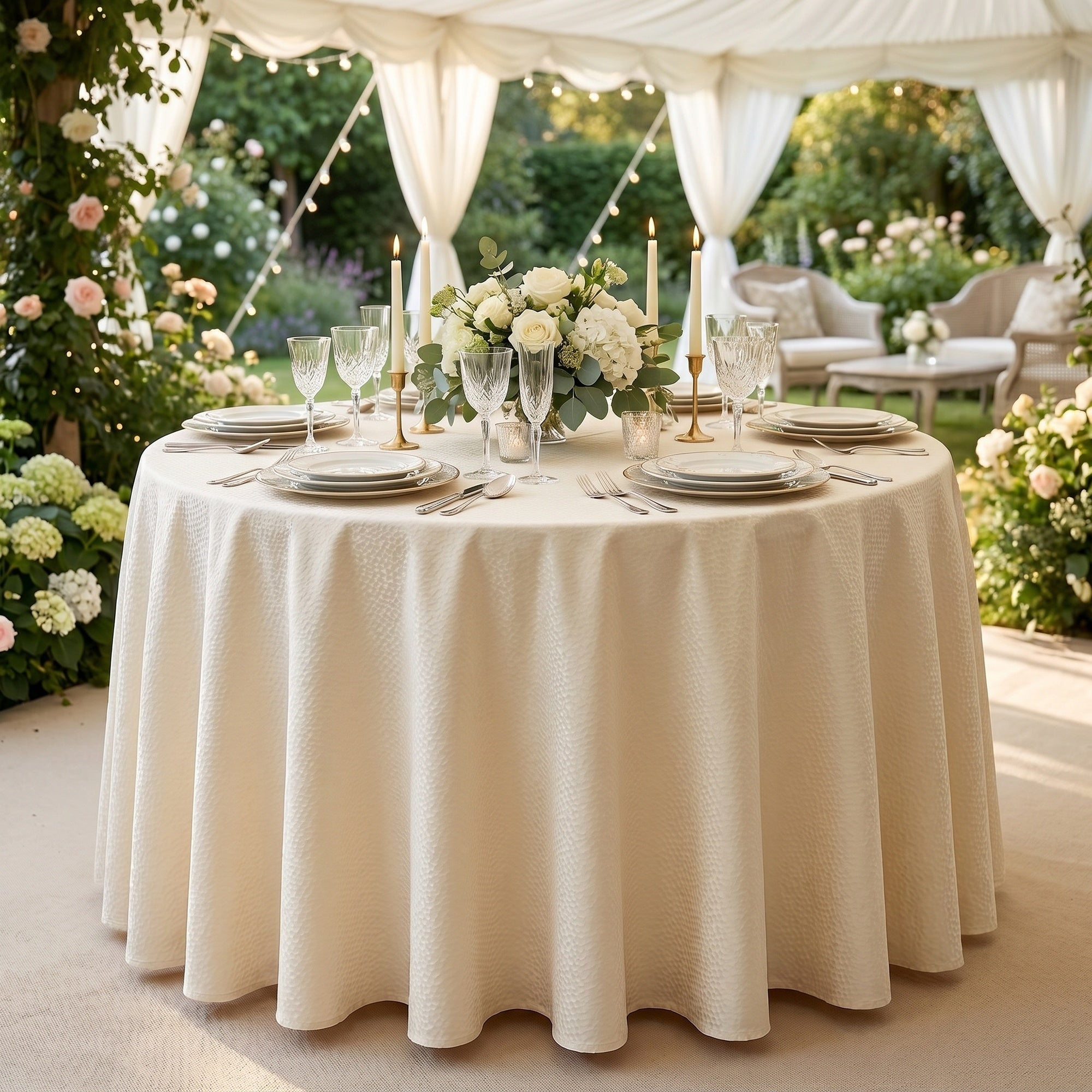 Corn Ivory Tablecloth — styled table