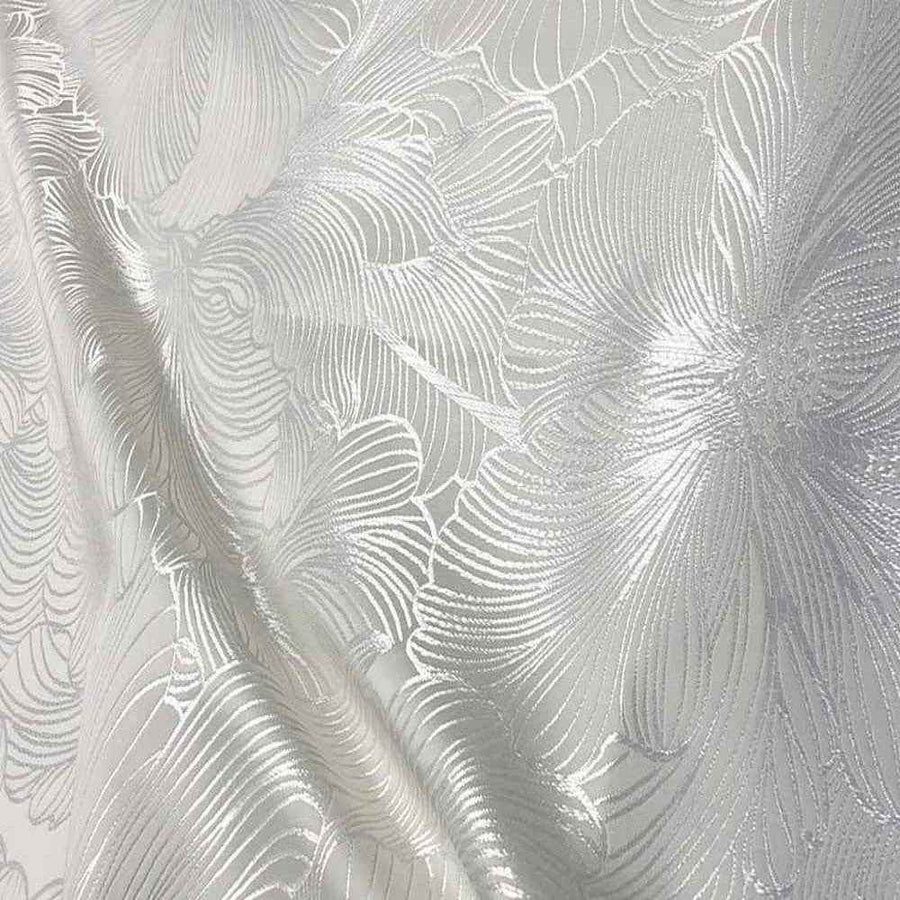 Antique White Delhi Metallic Flower Jacquard Fabric - 120 Inch. in Width Fabric by the Yard - 120 Inch Wide