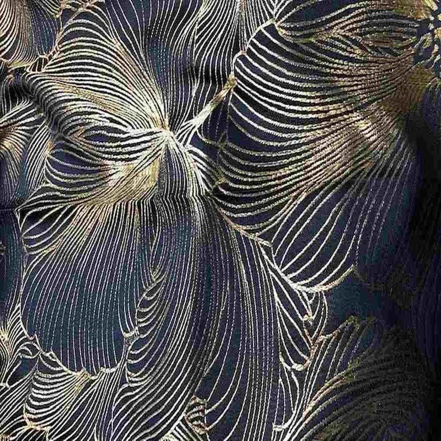 Navy Delhi Metallic Flower Jacquard Fabric - 120 Inch. in Width Fabric by the Yard - 120 Inch Wide