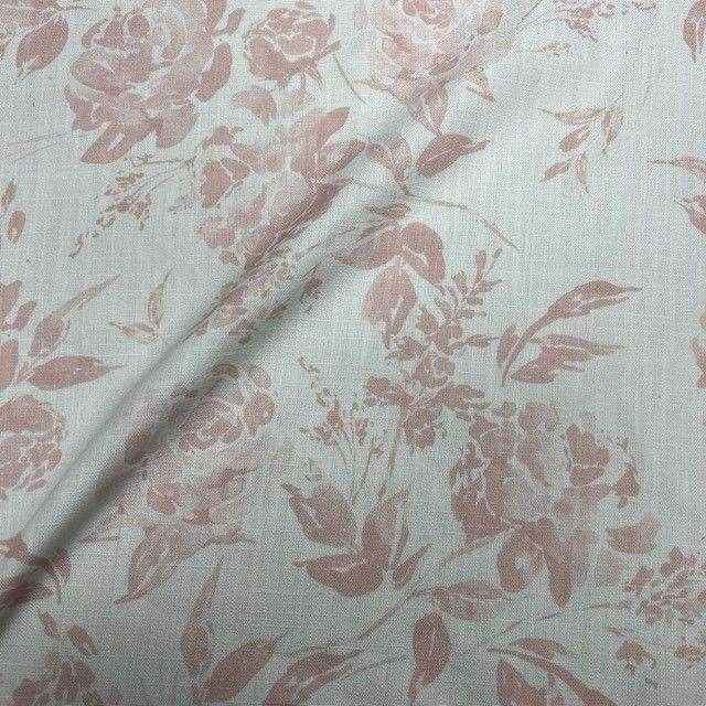 Pink Dover Floral Digital Print Fabric - Linen Look - 115 Inch. in Width Fabric by the Yard - 115 Inch Wide