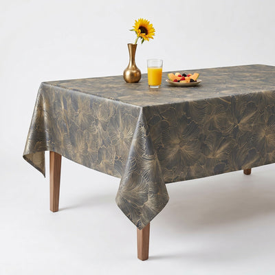 Delhi Metallic Flower Jacquard Tablecloth – Grey