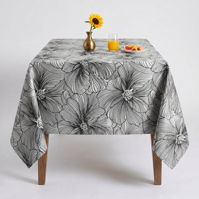 Delhi Metallic Flower Jacquard Tablecloth – Onyx