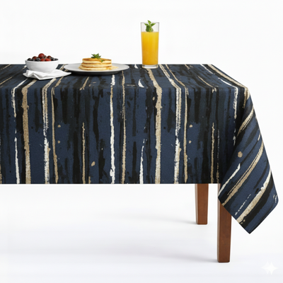 Des Arts Jacquard Tablecloth – Navy