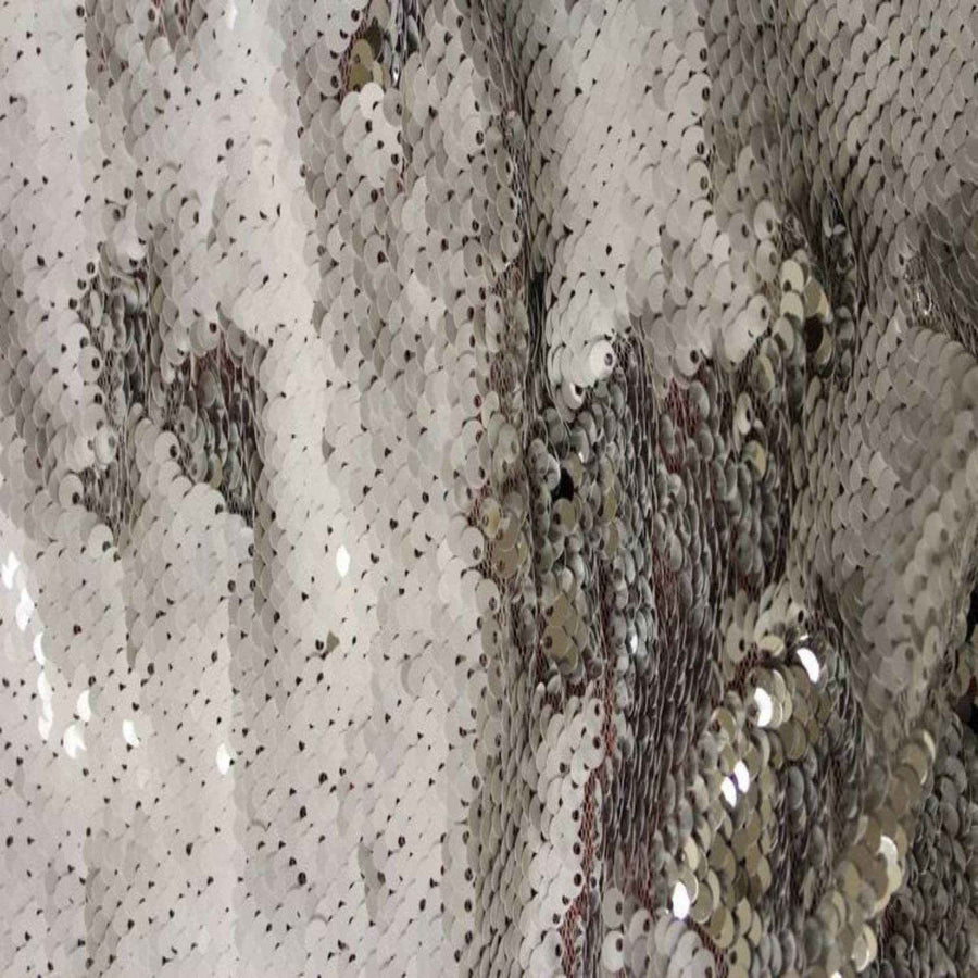 White/Silver Color Changing Sensory Wall Reversible Sequin Fabric by the Yard - 52 Inch Wide