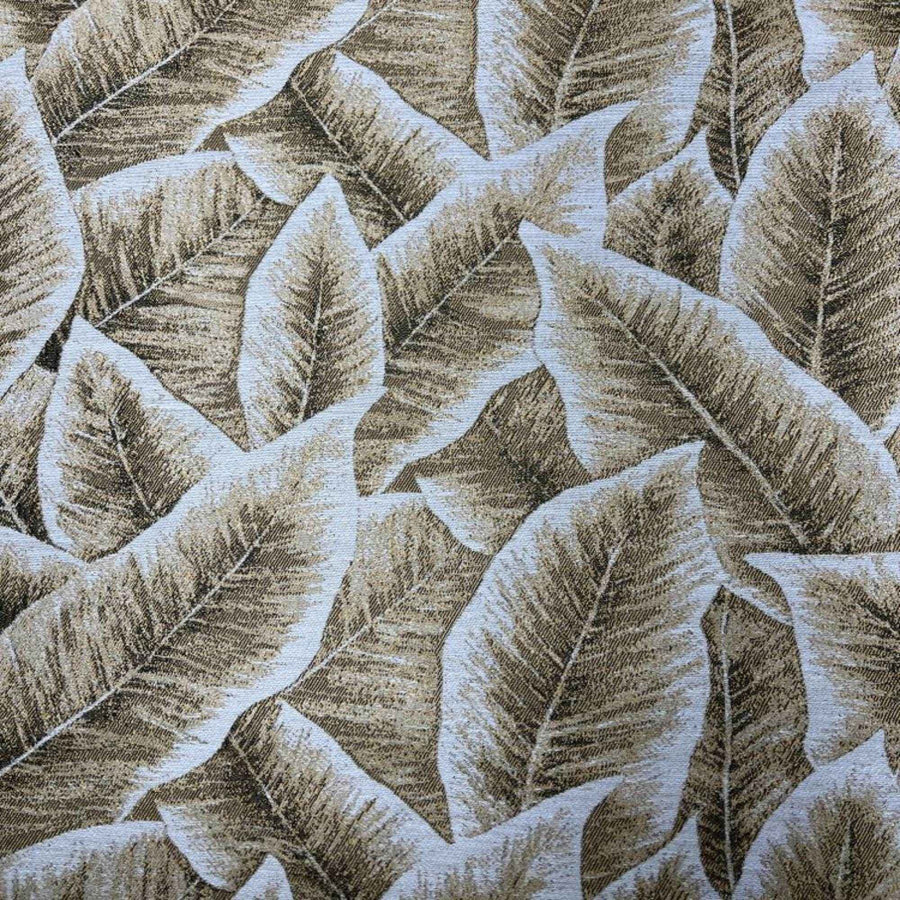 Gold FOLIAGE Jacquard Leave Print Tapestry Fabric by the Yard - 118 Inch Wide
