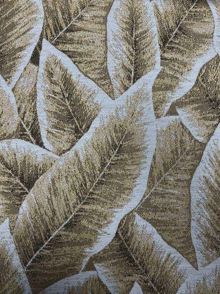 Gold FOLIAGE Jacquard Leave Print Tapestry Fabric by the Yard - 118 Inch Wide