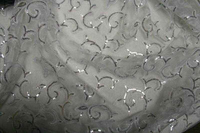 Giselle Sequin Fabric – White