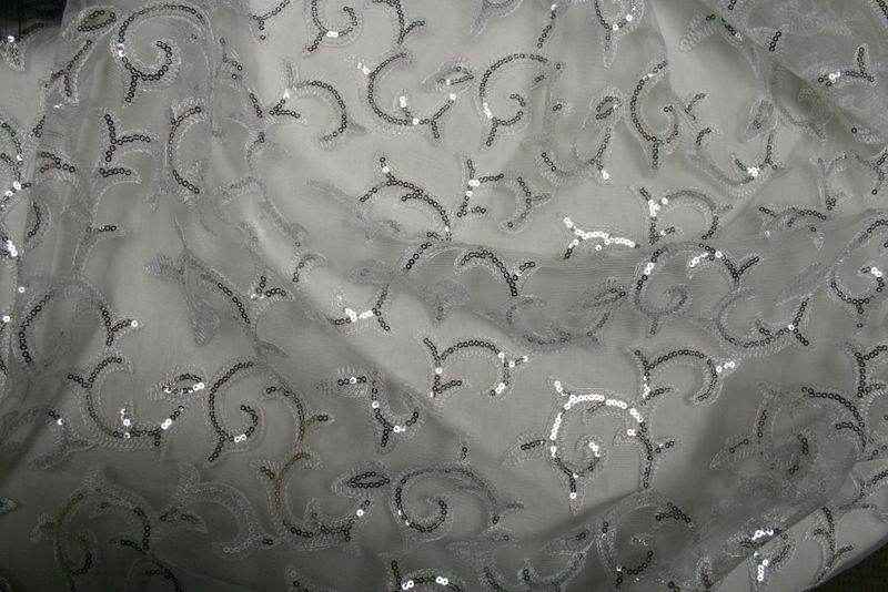 white-1 GISELLE Embroidered Sheer Fabric by the Yard - 58 Inch Wide