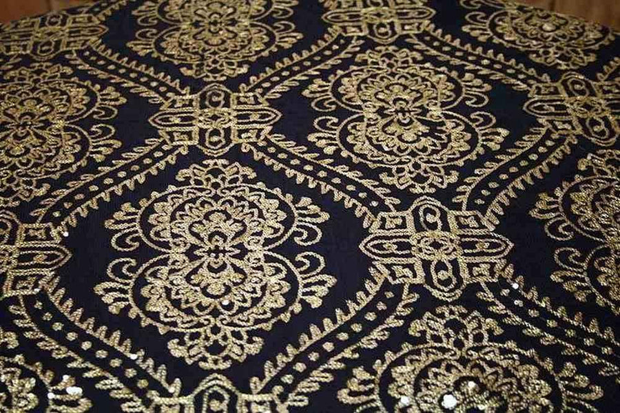 black-gold GLITTER Sequin Fabric by the Yard - 58 Inch Wide