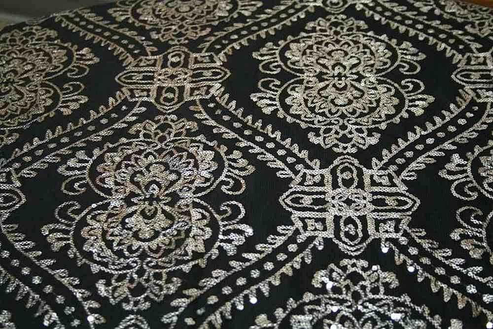 black-silver GLITTER Sequin Fabric by the Yard - 58 Inch Wide
