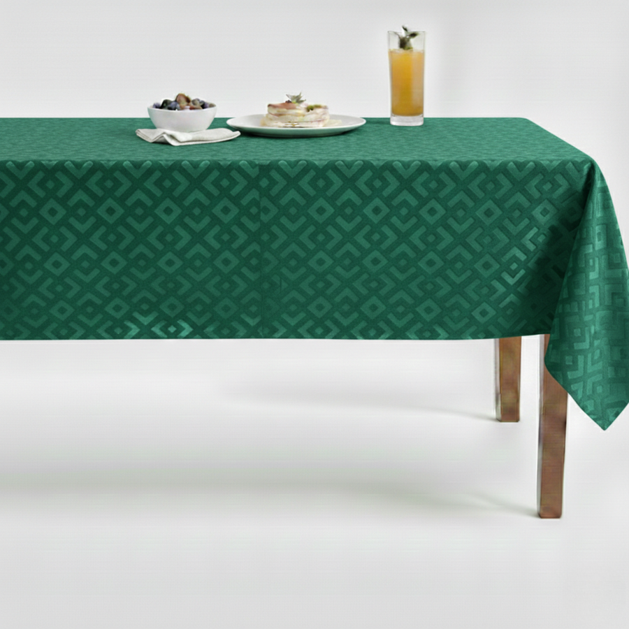 Gate Embossed Greek Key Velvet Tablecloth – Forest