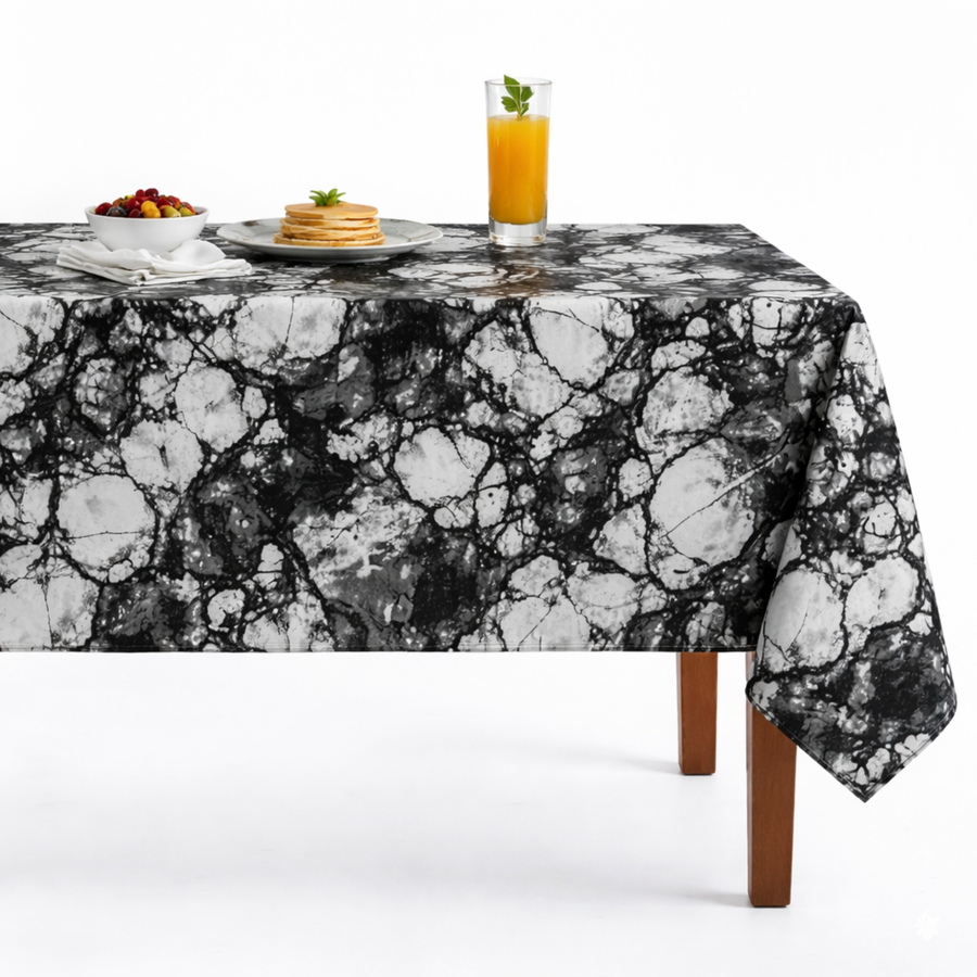 Granite Digital Print Satin Tablecloth – White