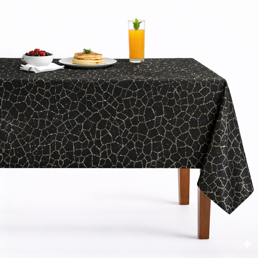 Gravel Metallic Jacquard Tablecloth – Midnight