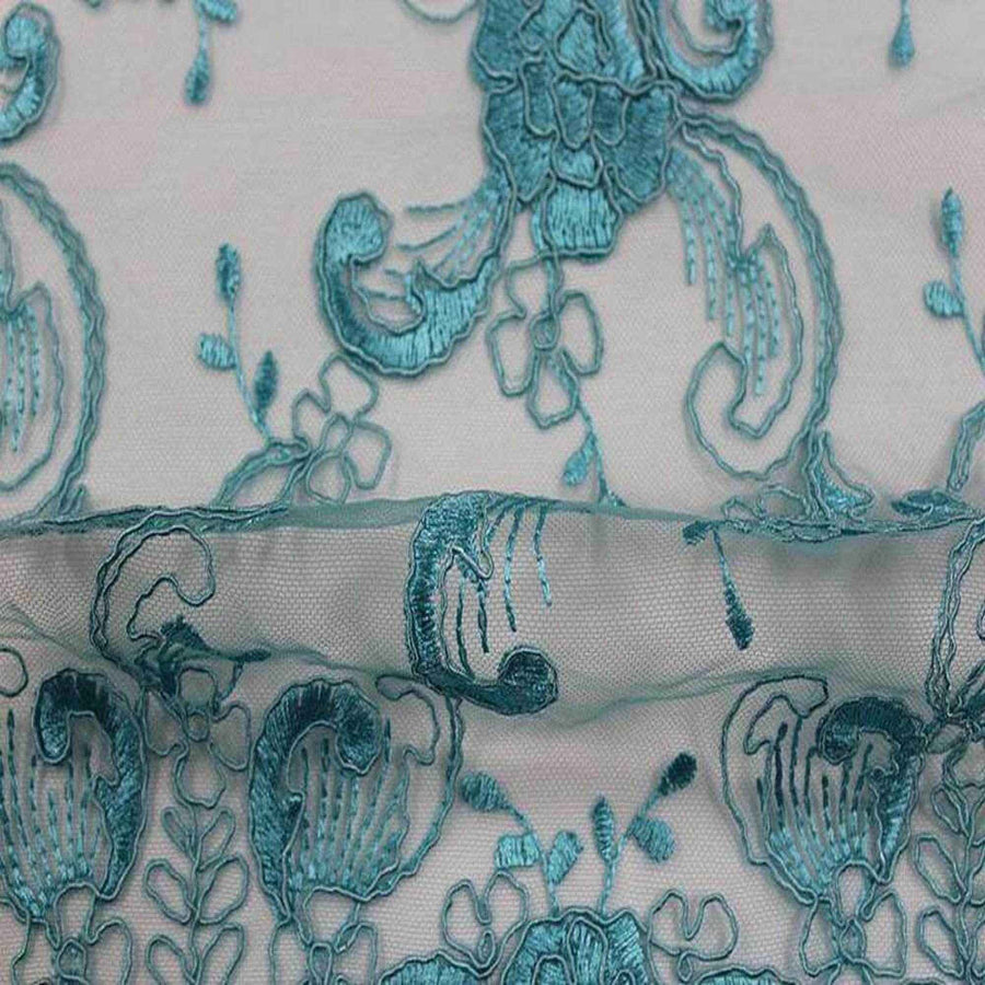 Seafoam HILTON Embroidered Mesh Fabric. Lace Netting Material 54 Inch in Width Fabric by the Yard - 54 Inch Wide