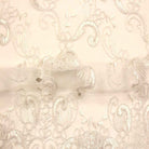 White HILTON Embroidered Mesh Fabric. Lace Netting Material 54 Inch in Width Fabric by the Yard - 54 Inch Wide