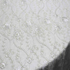 White HOLIDAY Embroidered Mesh Fabric. Lace Netting Material 54 Inch in Width Fabric by the Yard - 54 Inch Wide
