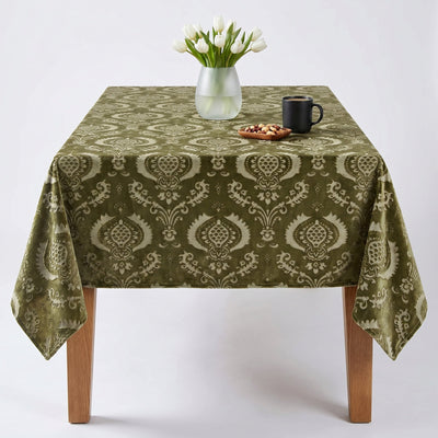 Hobby Embossed Damask Velvet Tablecloth – Taupe