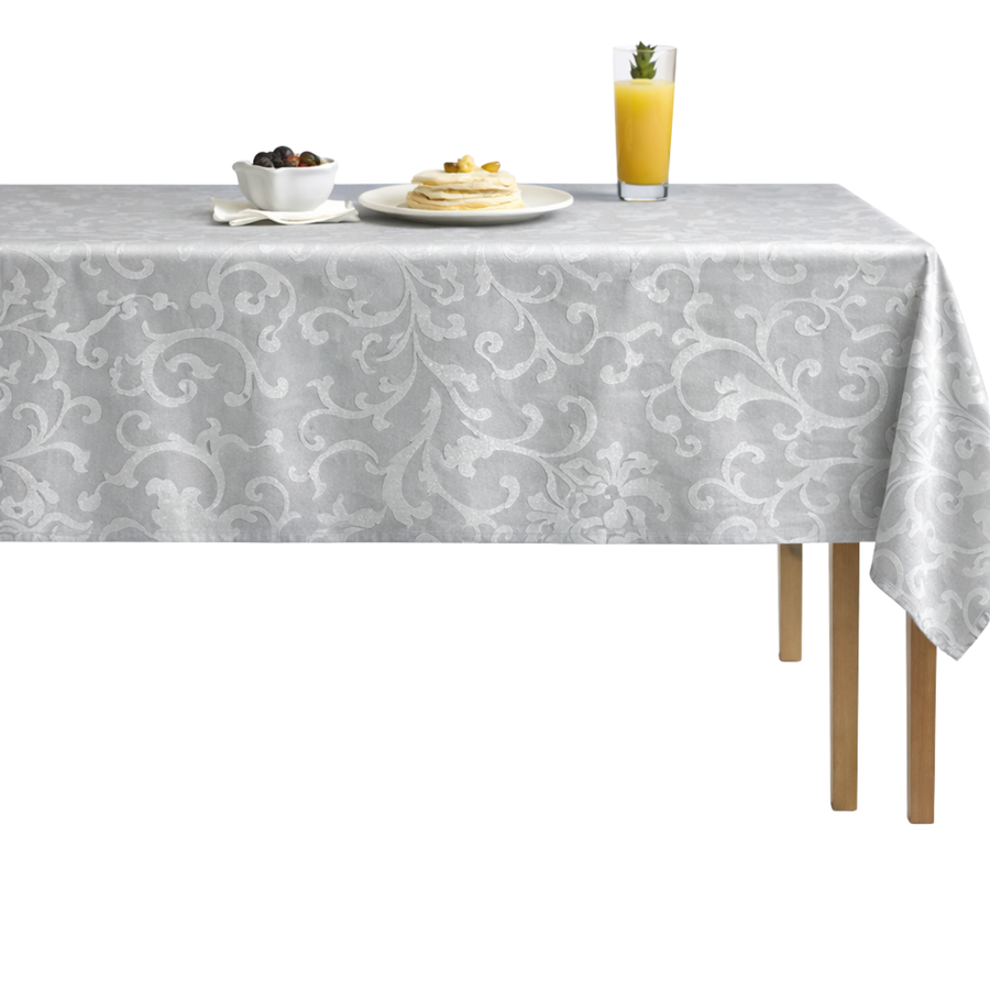 Vails Embossed Scroll Velvet Tablecloth – Ice Blue